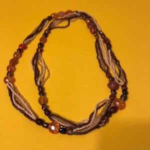 Necklace Browns,oranges and white beads